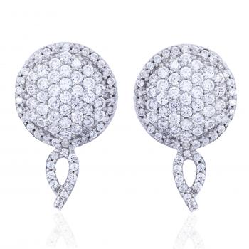 Sterling Silver CZ  Stone Seated Stud Earrings 